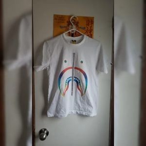 Bape Rainbow Shark White Tee